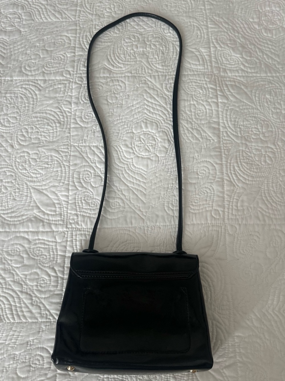 Classic Black faux patten Leather Crossbody Bag - Sleek Everyday Style